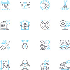 Cleanwater supply linear icons set. Aquifer, Chlorine, Contamination, Desalination, Drought, Filtering, Fluoride line vector and concept signs. Groundwater,Hydrology,Infrastructure outline