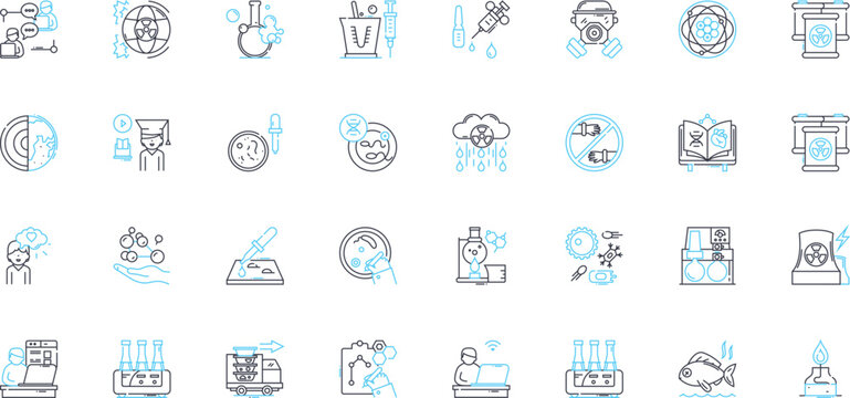 Psychology behaviorism linear icons set. reinforcement, punishment, conditioning, behavior, learning, stimulus, response line vector and concept signs. association,habituation,extinction outline