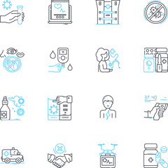 Digital therapy linear icons set. Virtual, Remote, Online, E-therapy, Teletherapy, Digital mental health, Online counseling line vector and concept signs. Cybertherapy,Digital wellbeing,E-counseling