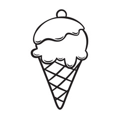 Black stripes ice cream drawing on white background.