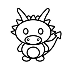 Kawaii baby dragon cartoon outline icon