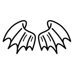 Kawaii baby dragon wings cartoon outline icon
