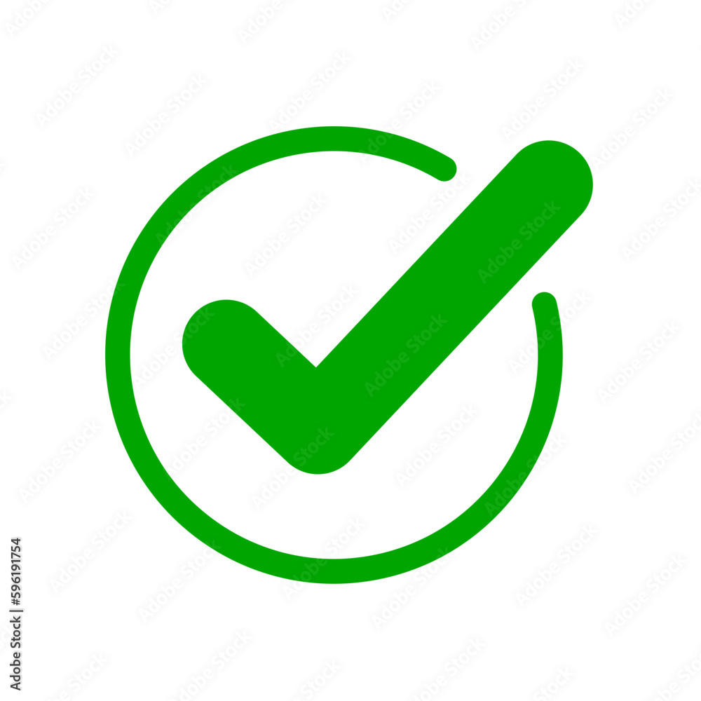 Poster strongly emphasized check mark. vector.