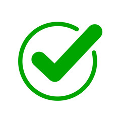 Strongly emphasized check mark. Vector.