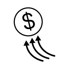 Obraz premium Simple dollar price increase icon. Vector.