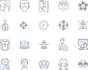 Fototapeta premium Affiliate agreements line icons collection. Collaboration, Agreement, Commissions, Revenue, Partner, Sales, Marketing vector and linear illustration. Nerk,Merchant,Affiliate outline signs set
