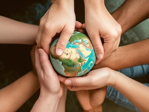 hands holding the globe, ensure a sustainable future