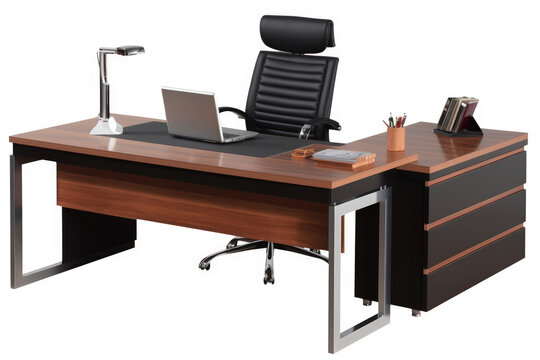 office desk with a laptop and chair