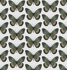 GREY SEAMLESS PATTERN WITH MULTI-COLORED PASTEL DIGITAL WATERCOLOR BUTTERFLIES