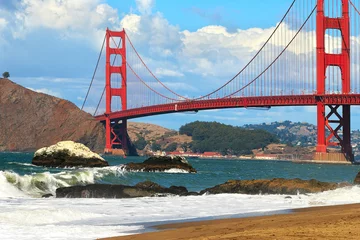Cercles muraux Plage de Baker, San Francisco View on Golden Gate Bridge from Baker Beach.