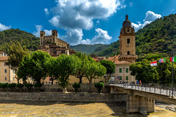 Old town of Dolceacqua in Liguria, Italy. - obrazy, fototapety, plakaty