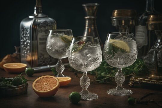 Gin glasses. Generative AI