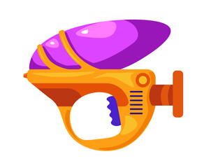 Plastic toy water gun with containers, vector