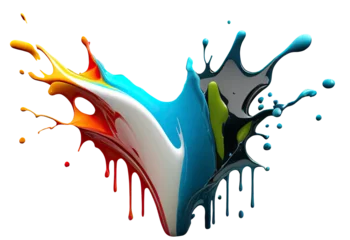 Fototapeten Colorful paint splash. Rainbow colors. Isolated design element on the transparent background. Generative AI. © KsanaGraphica