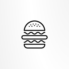 Burger icon. Hamburger logo. Fast food line emblem.