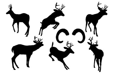 vector set of animal silhouettes deers 