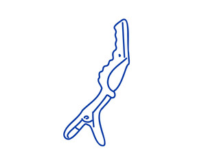 Separator, hair clip. Hairdressing tools for the procedure. Doodle vector illustration