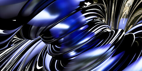Photo of a digitally created blue and black object 3d render illustration