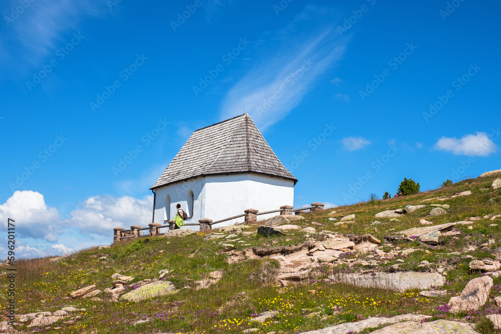 Canvas Prints Chapel on the mountain in the Alps