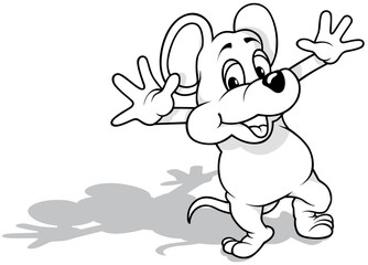 Drawing of a Standing Mouse with Paws Up