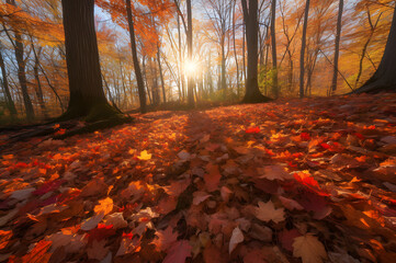 Golden Hour Autumn in the Woods