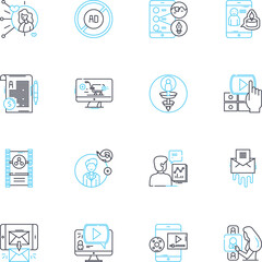 Current trends linear icons set. Sustainability, Diversity, Technology, Innovation, Minimalism, Consciousness, Health line vector and concept signs. Community,Creativity,Equality outline illustrations