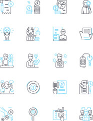 E-commerce and shopping linear icons set. Online, Retail, Purchase, Transaction, Checkout, Cart, Marketplace line vector and concept signs. Discount,Delivery,Product outline illustrations