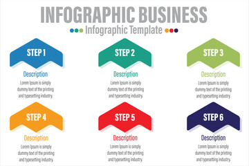 Six 6 Steps, Six 6 option, balanced scorecard strategic management tool infographic with triangle shape modification concept for slide presentation