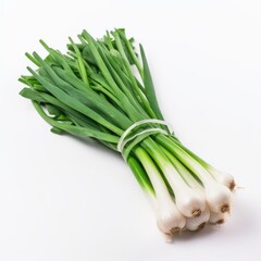 Green Onion Scallion Isolated on White. Generative AI