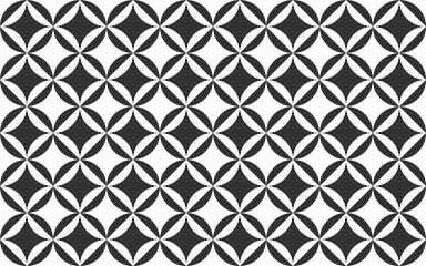 日本の伝統的な模様である七宝パターン　-黒灰色と白色