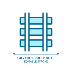 Rails pixel perfect blue RGB color icon. Railroad track. Railway infrastructure. Train route. Civil engineering. Isolated vector illustration. Simple filled line drawing. Editable stroke