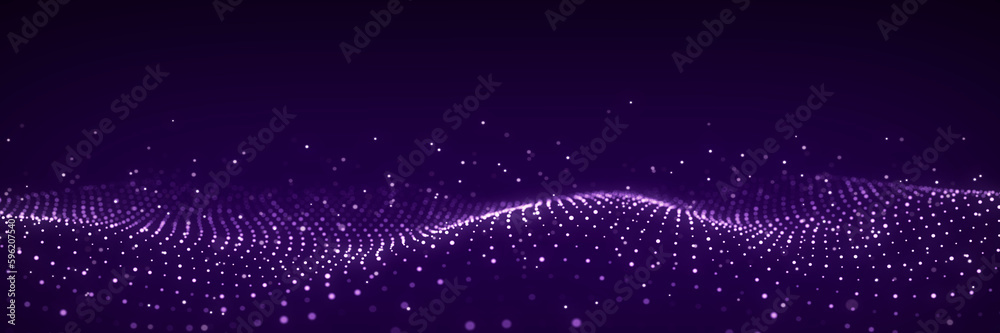 Poster 3D digital dynamic wave. Flow digital structure. Secure cybersecurity data connection. Cyber technology background. 3D rendering.
