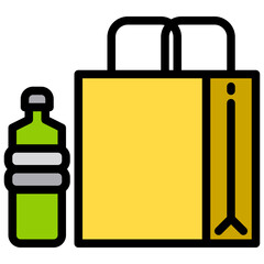Plastic bag filled outline icon