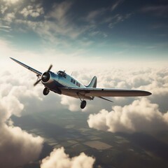 Fototapeta na wymiar A Vintage Airplane Flying High