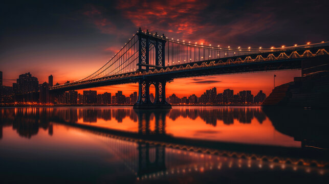 Manhattan Bridge. Breathtaking travel destination place. Generative AI