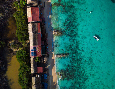 drone view playa blaca baru cartagena colombia