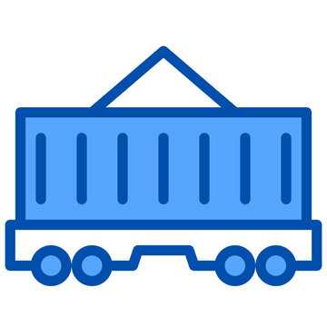 blue cargo container icon clip art preview
