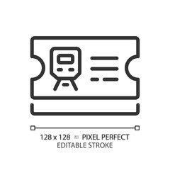 Ticket control pixel perfect linear icon. Railway station. Train passenger. Fare evasion. Public transportation. Thin line illustration. Contour symbol. Vector outline drawing. Editable stroke