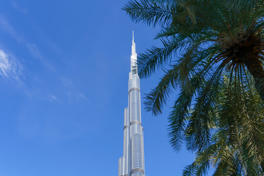 Dubai, UAE - March 7, 2023: Burj Khalifa in Dubai. The tallest architectural skyscraper in the UAE and the World.