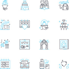 Bond linear icons set. Spies, Action, Adventure, Villains, Gadgets, Martini, Gun line vector and concept signs. Secret,MI,Romance outline illustrations