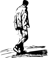 man walking sketch line art