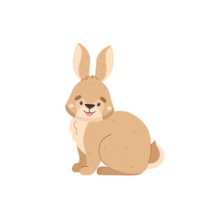 Cute little rabbit, cartoon flat vector illustration isolated on white background.