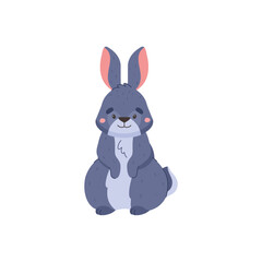 Cute rabbit cartoon drawing for kids, flat vector illustration isolated on white background.