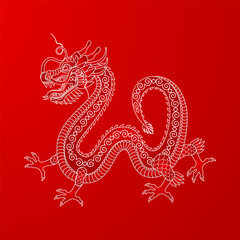 Traditional chinese dragon. 2024 Zodiac sign. Vector illustration.