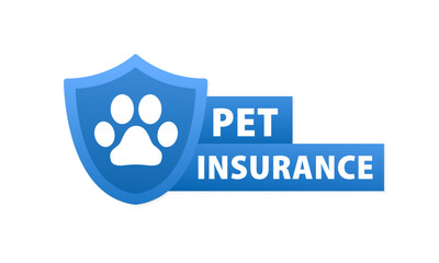 Pets and Animal insurance concept. Insurance policy form on the clipboard. Document signed with paw. Pet insurance icon with a shield. Help and support for animals. Animal paw. Vector illustration