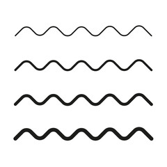 Wave zigzag line simple thin to thick element decor design vector or single ripple curve zig zag wiggly separator pictogram graphic for seal water or ocean symbol, wavy pattern. Vector illustration