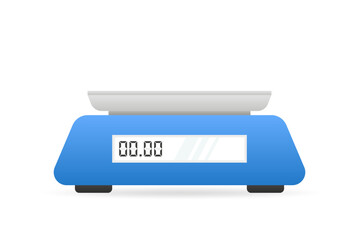 Electronic food scales kitchen scales isolated on white background. Digital electronic Scale. Vector illustration