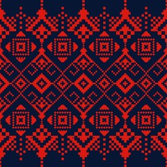 Ethnic Ukrainian embroidery colorful pattern. Illustration traditional ethnic embroidery geometric shape seamless pattern. Use for fabric, textile, home decoration elements, upholstery, wrapping.