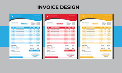 Fototapeta na wymiar Business invoice design for corporate office money bills