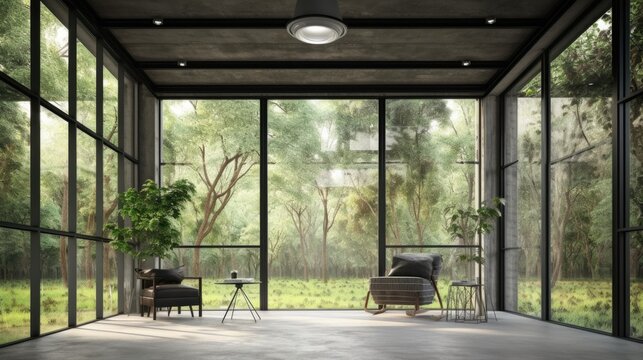 Contemporary Interior Design Background. Industrial Room. Generative AI.